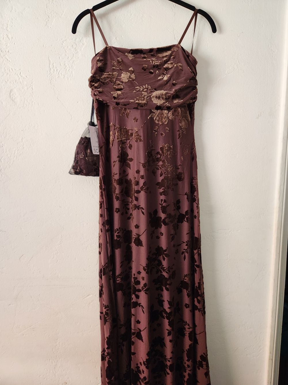 Trixxi Mauve Velvet Burnout Floral Maxi Dress